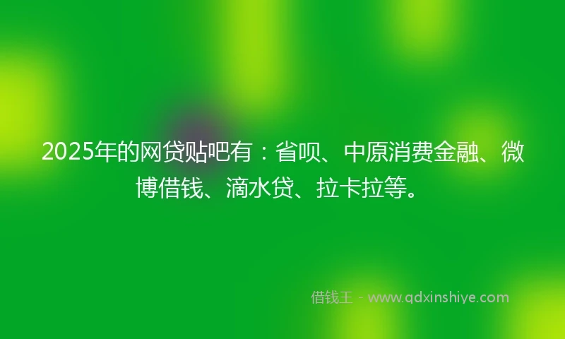 2025年的网贷贴吧有：省呗、中原消费金融、微博借钱、滴水贷、拉卡拉等。