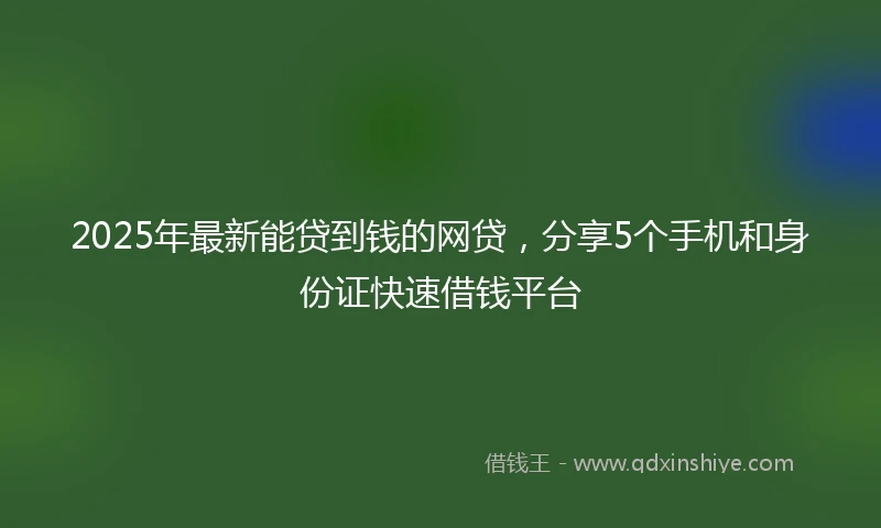 2025年最新能贷到钱的网贷，分享5个手机和身份证快速借钱平台