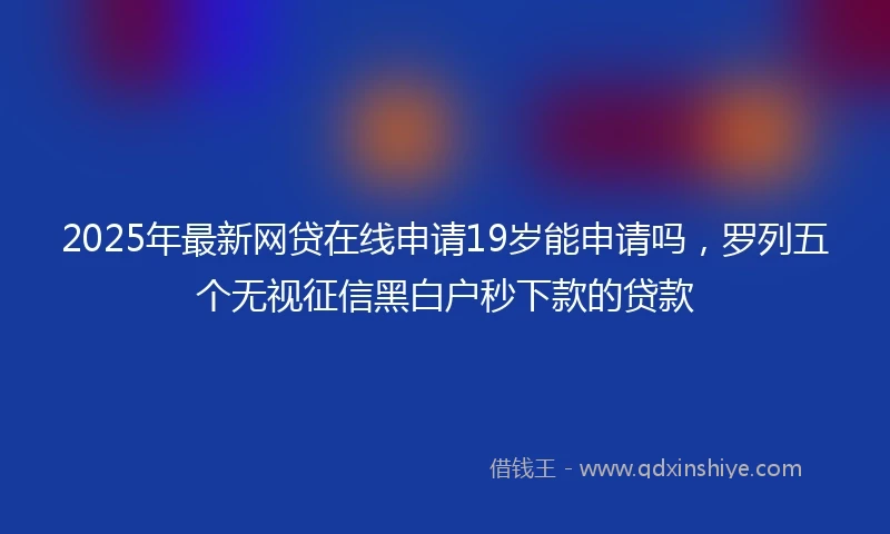 2025年最新网贷在线申请19岁能申请吗，罗列五个无视征信黑白户秒下款的贷款