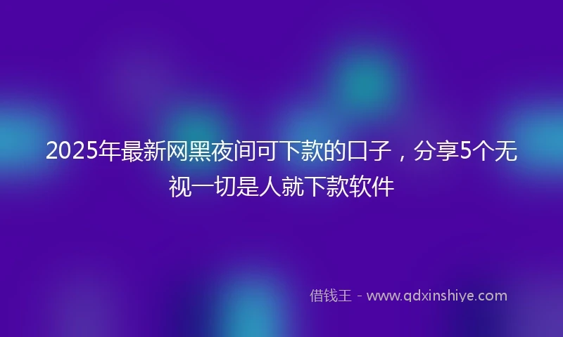2025年最新网黑夜间可下款的口子，分享5个无视一切是人就下款软件