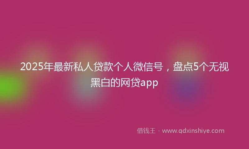 2025年最新私人贷款个人微信号，盘点5个无视黑白的网贷app