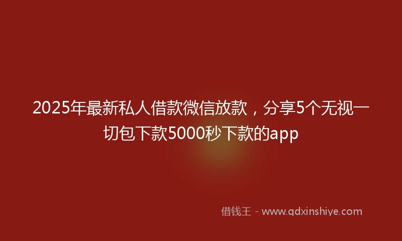 2025年最新私人借款微信放款，分享5个无视一切包下款5000秒下款的app
