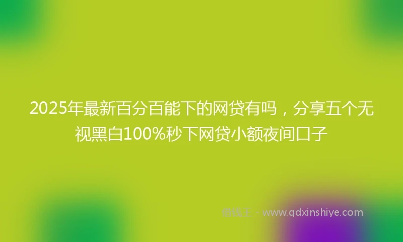 2025年最新百分百能下的网贷有吗，分享五个无视黑白100%秒下网贷小额夜间口子