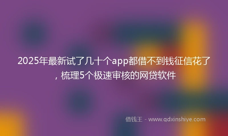 2025年最新试了几十个app都借不到钱征信花了，梳理5个极速审核的网贷软件