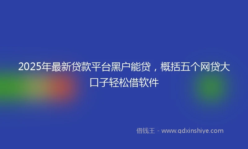 2025年最新贷款平台黑户能贷，概括五个网贷大口子轻松借软件