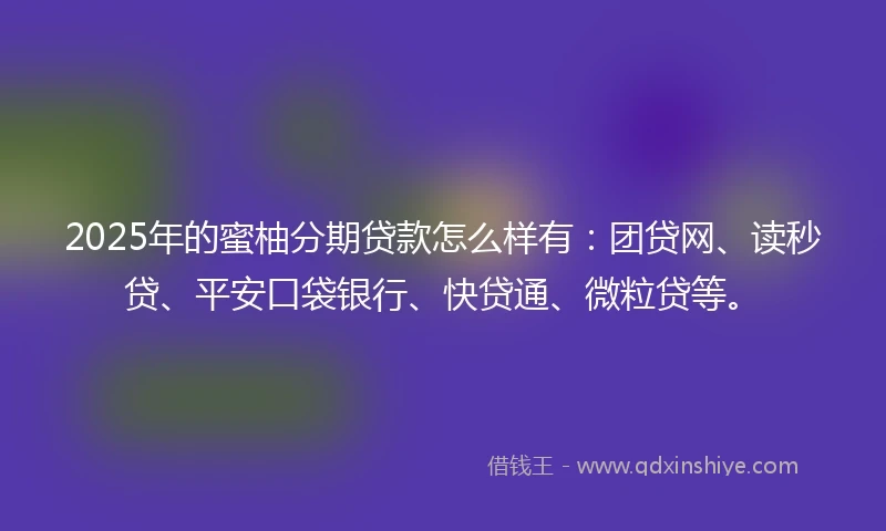 2025年的蜜柚分期贷款怎么样有：团贷网、读秒贷、平安口袋银行、快贷通、微粒贷等。