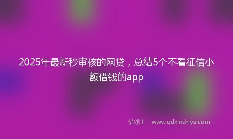 2025年最新秒审核的网贷，总结5个不看征信小额借钱的app