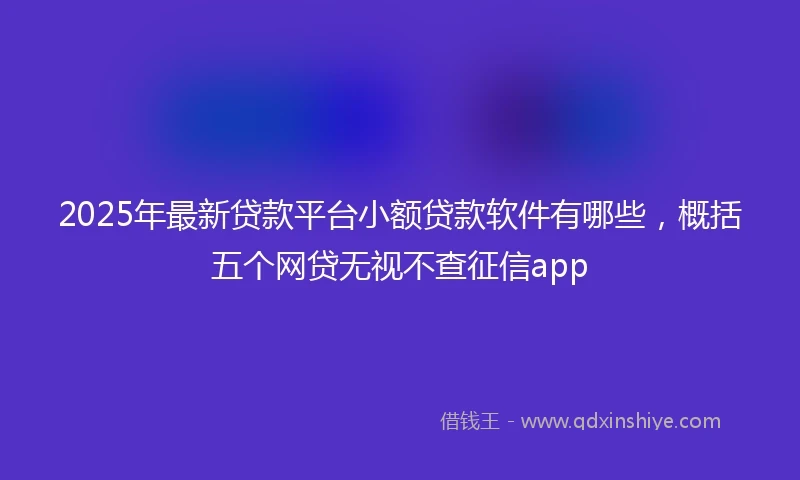 2025年最新贷款平台小额贷款软件有哪些，概括五个网贷无视不查征信app
