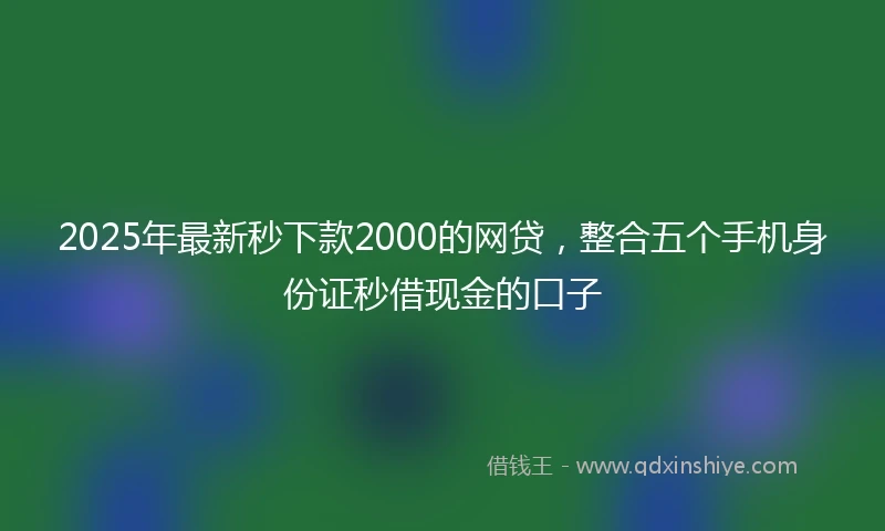 2025年最新秒下款2000的网贷，整合五个手机身份证秒借现金的口子