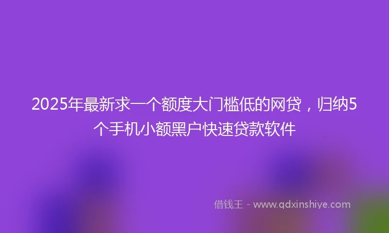 2025年最新求一个额度大门槛低的网贷,归纳5个手机小额黑户快速贷款软件