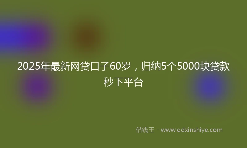 2025年最新网贷口子60岁，归纳5个5000块贷款秒下平台