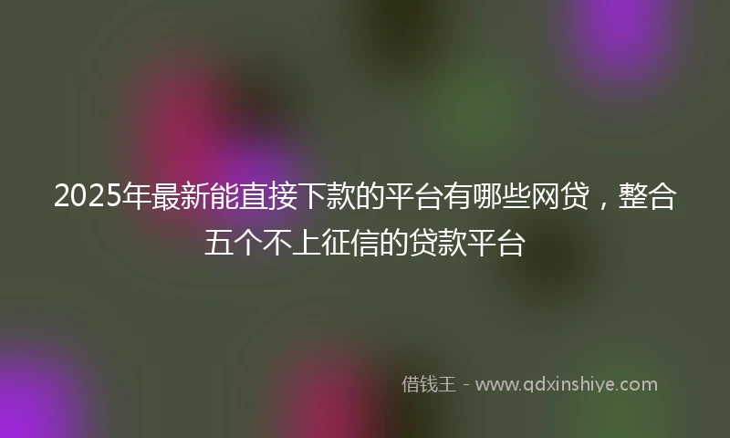 2025年最新能直接下款的平台有哪些网贷，整合五个不上征信的贷款平台
