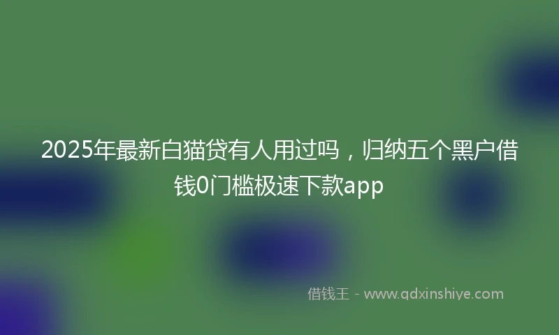 2025年最新白猫贷有人用过吗，归纳五个黑户借钱0门槛极速下款app