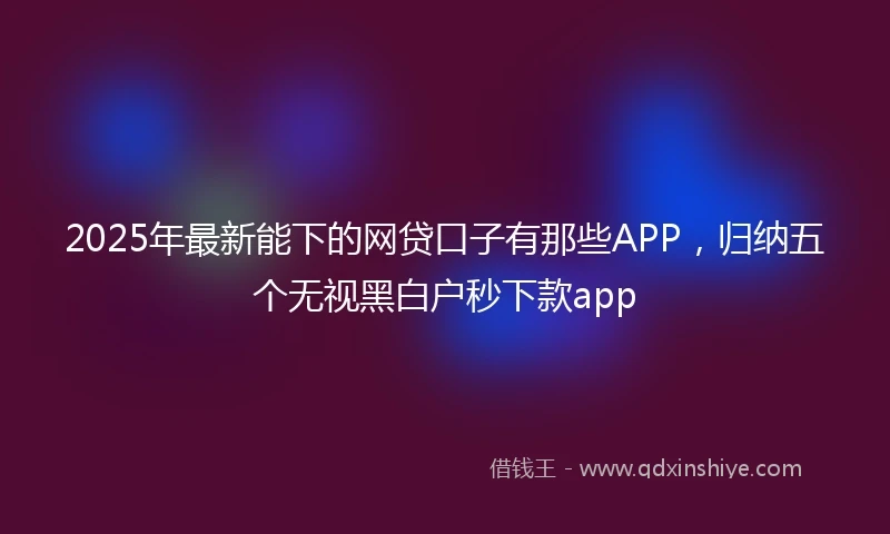 2025年最新能下的网贷口子有那些APP，归纳五个无视黑白户秒下款app