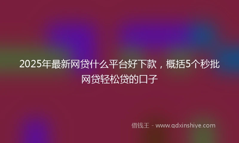 2025年最新网贷什么平台好下款，概括5个秒批网贷轻松贷的口子