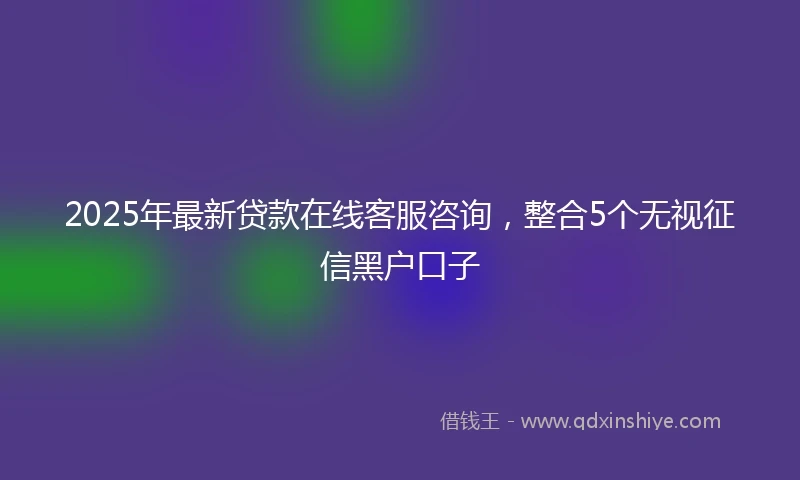 2025年最新贷款在线客服咨询，整合5个无视征信黑户口子