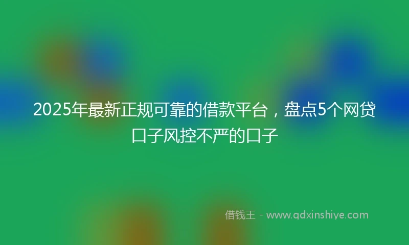 2025年最新正规可靠的借款平台，盘点5个网贷口子风控不严的口子