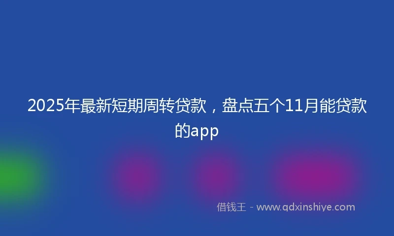 2025年最新短期周转贷款，盘点五个11月能贷款的app