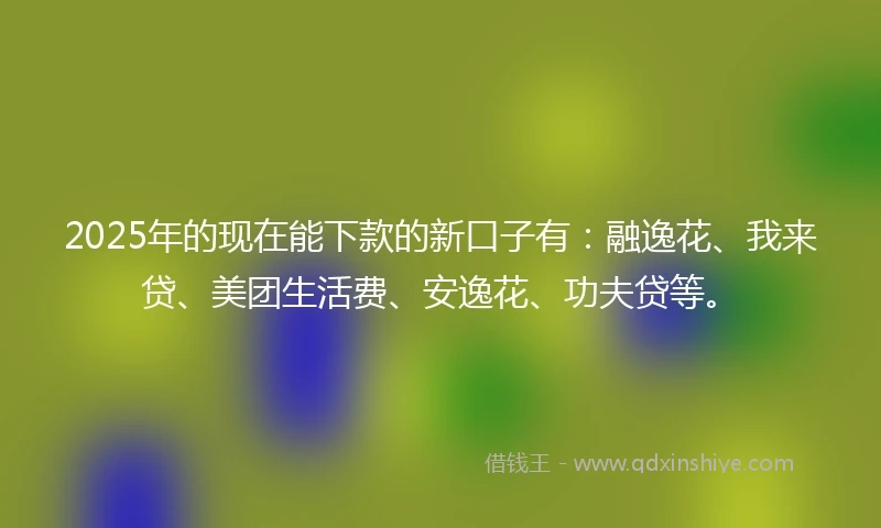 2025年的现在能下款的新口子有：融逸花、我来贷、美团生活费、安逸花、功夫贷等。