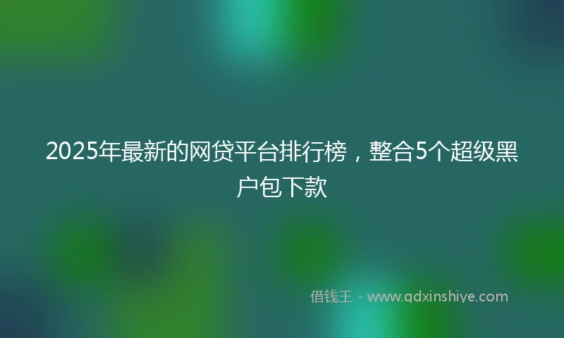 2025年最新的网贷平台排行榜，整合5个超级黑户包下款