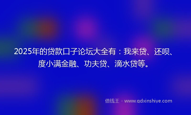 2025年的贷款口子论坛大全有：我来贷、还呗、度小满金融、功夫贷、滴水贷等。