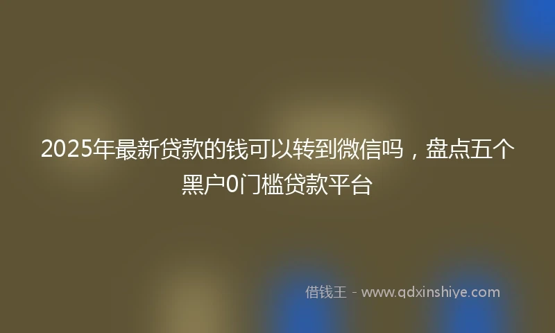 2025年最新贷款的钱可以转到微信吗，盘点五个黑户0门槛贷款平台