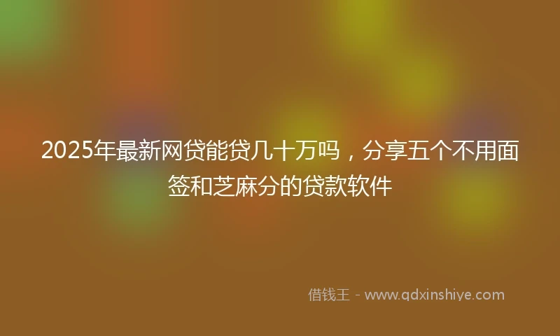 2025年最新网贷能贷几十万吗，分享五个不用面签和芝麻分的贷款软件