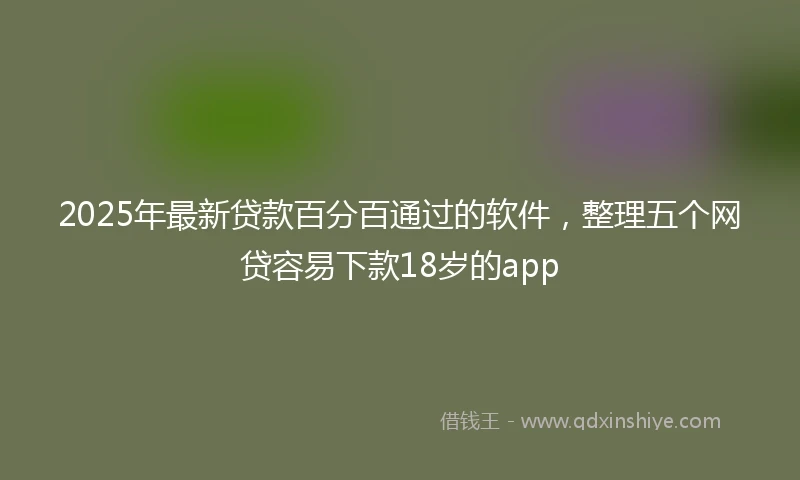 2025年最新贷款百分百通过的软件，整理五个网贷容易下款18岁的app