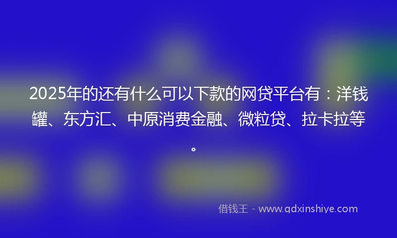 2025年的还有什么可以下款的网贷平台有：洋钱罐、东方汇、中原消费金融、微粒贷、拉卡拉等。
