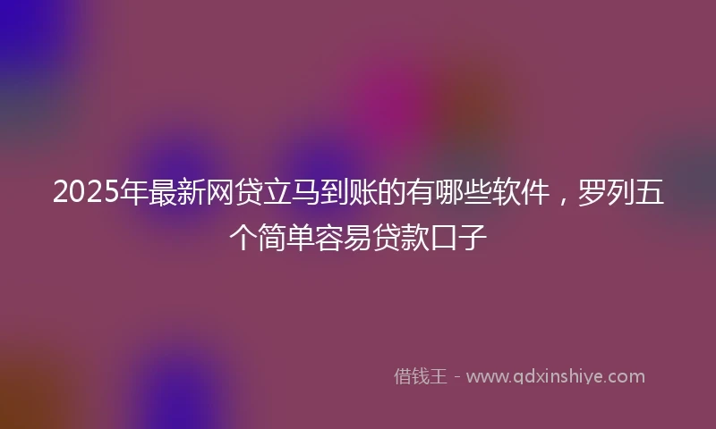 2025年最新网贷立马到账的有哪些软件，罗列五个简单容易贷款口子