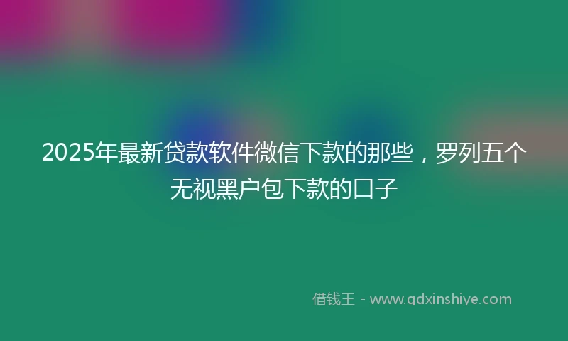2025年最新贷款软件微信下款的那些，罗列五个无视黑户包下款的口子