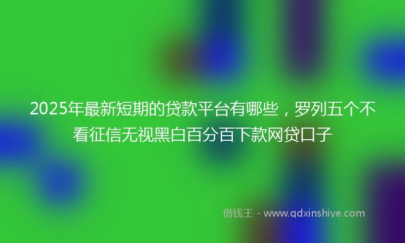 2025年最新短期的贷款平台有哪些，罗列五个不看征信无视黑白百分百下款网贷口子