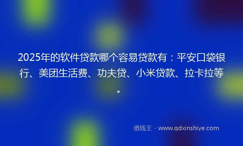 2025年的软件贷款哪个容易贷款有：平安口袋银行、美团生活费、功夫贷、小米贷款、拉卡拉等。