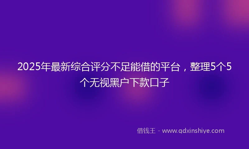 2025年最新综合评分不足能借的平台，整理5个5个无视黑户下款口子