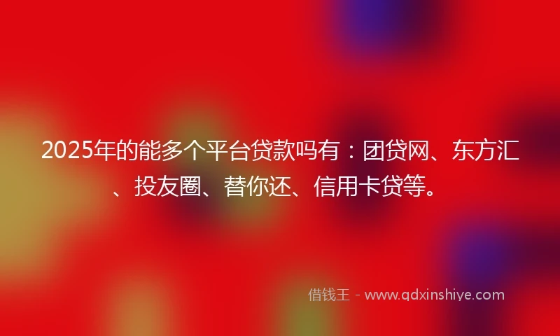 2025年的能多个平台贷款吗有：团贷网、东方汇、投友圈、替你还、信用卡贷等。