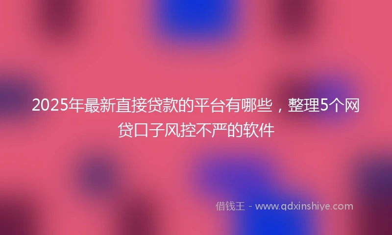 2025年最新直接贷款的平台有哪些，整理5个网贷口子风控不严的软件
