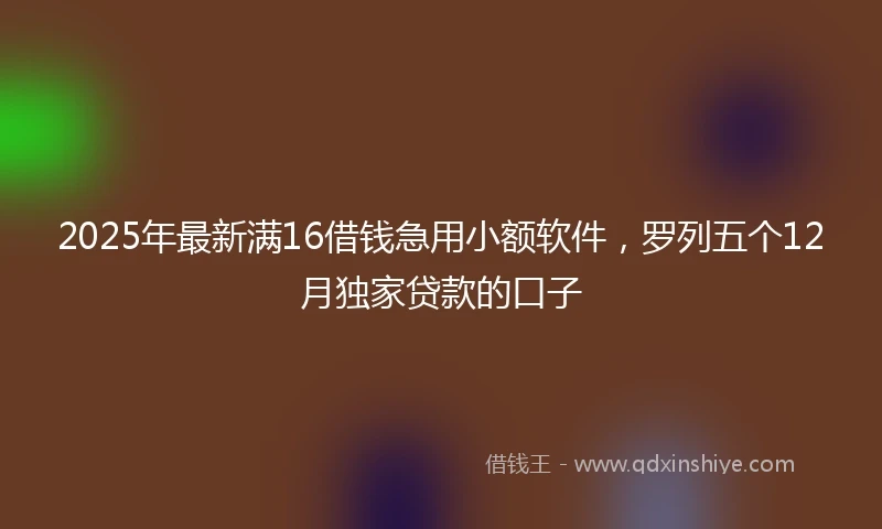 2025年最新满16借钱急用小额软件，罗列五个12月独家贷款的口子