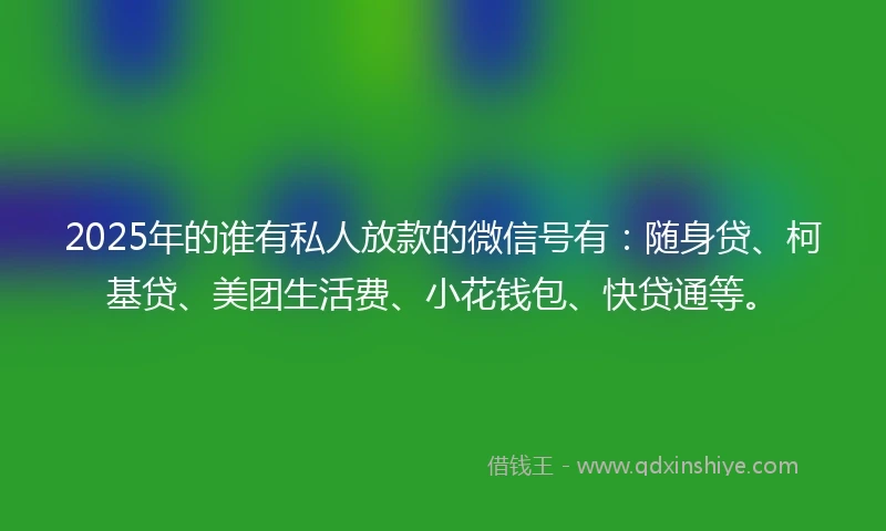 2025年的谁有私人放款的微信号有：随身贷、柯基贷、美团生活费、小花钱包、快贷通等。