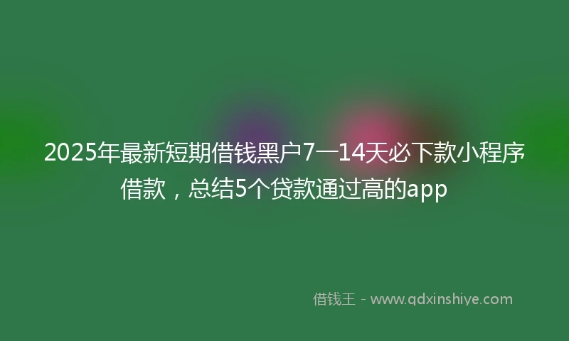 2025年最新短期借钱黑户7一14天必下款小程序借款，总结5个贷款通过高的app