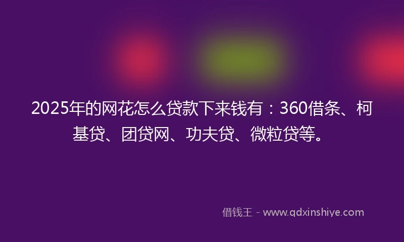 2025年的网花怎么贷款下来钱有：360借条、柯基贷、团贷网、功夫贷、微粒贷等。