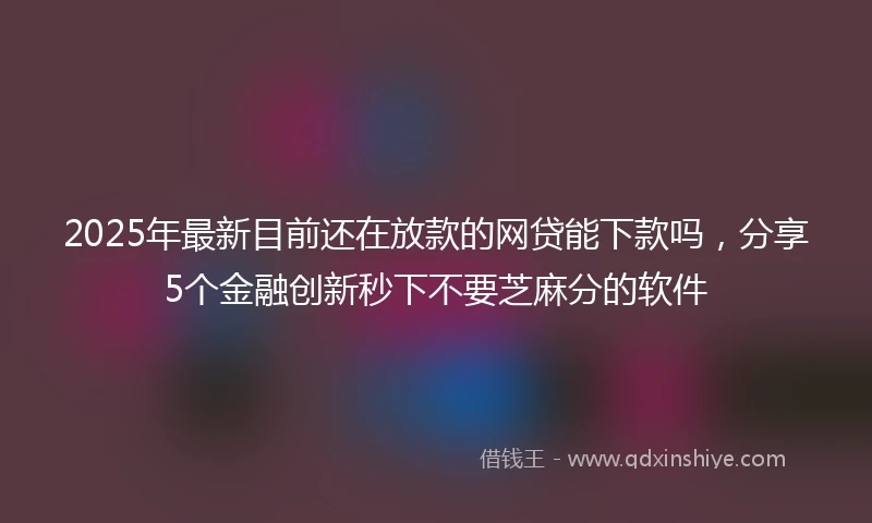 2025年最新目前还在放款的网贷能下款吗，分享5个金融创新秒下不要芝麻分的软件