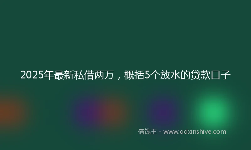 2025年最新私借两万，概括5个放水的贷款口子