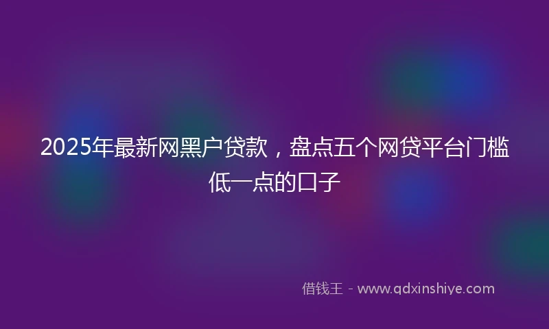 2025年最新网黑户贷款，盘点五个网贷平台门槛低一点的口子