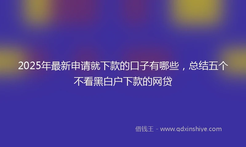 2025年最新申请就下款的口子有哪些，总结五个不看黑白户下款的网贷
