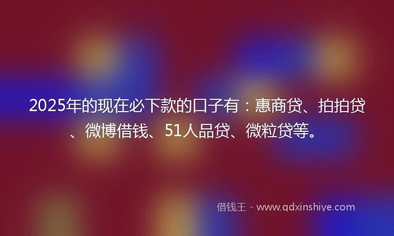 2025年的现在必下款的口子有：惠商贷、拍拍贷、微博借钱、51人品贷、微粒贷等。
