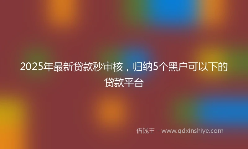 2025年最新贷款秒审核，归纳5个黑户可以下的贷款平台