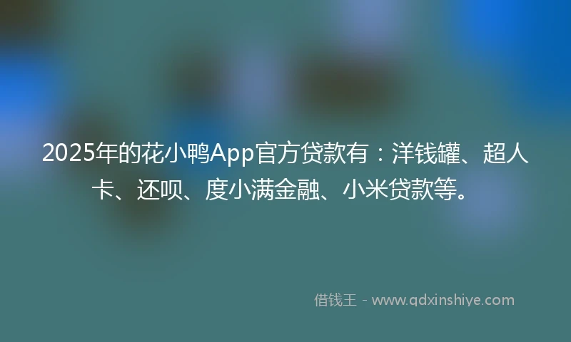 2025年的花小鸭App官方贷款有：洋钱罐、超人卡、还呗、度小满金融、小米贷款等。