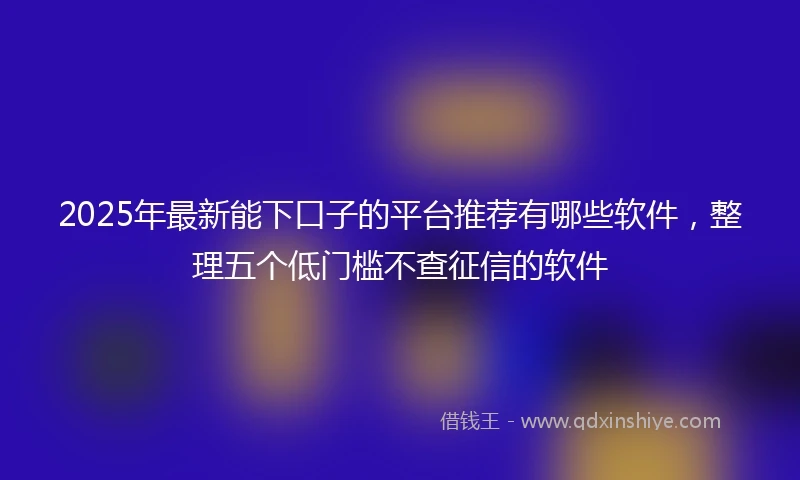 2025年最新能下口子的平台推荐有哪些软件，整理五个低门槛不查征信的软件