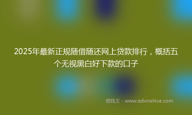 2025年最新正规随借随还网上贷款排行，概括五个无视黑白好下款的口子