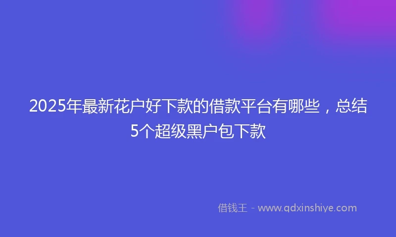 2025年最新花户好下款的借款平台有哪些，总结5个超级黑户包下款